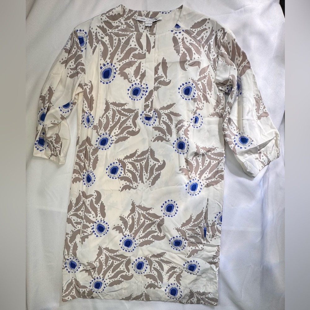 🌿 Diane von Furstenberg DVF Silk Shift Dress | Floral Print | Size 4
